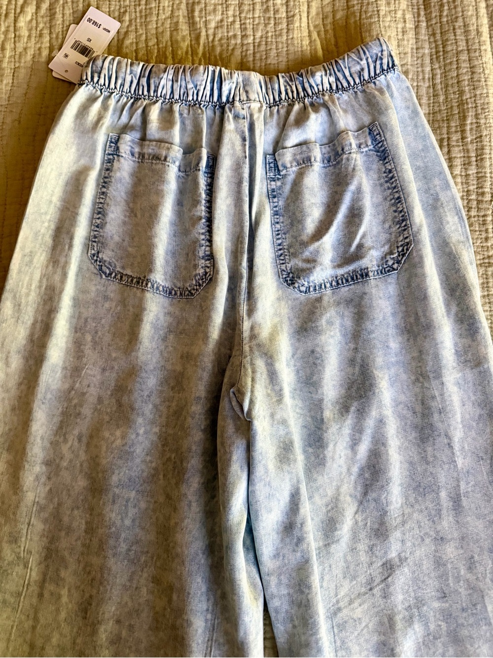 SPLENDID Angie Light Stone Wash Wide-Leg Drawstring Pant with Tie XS NWT’s - Picture 3 of 15
